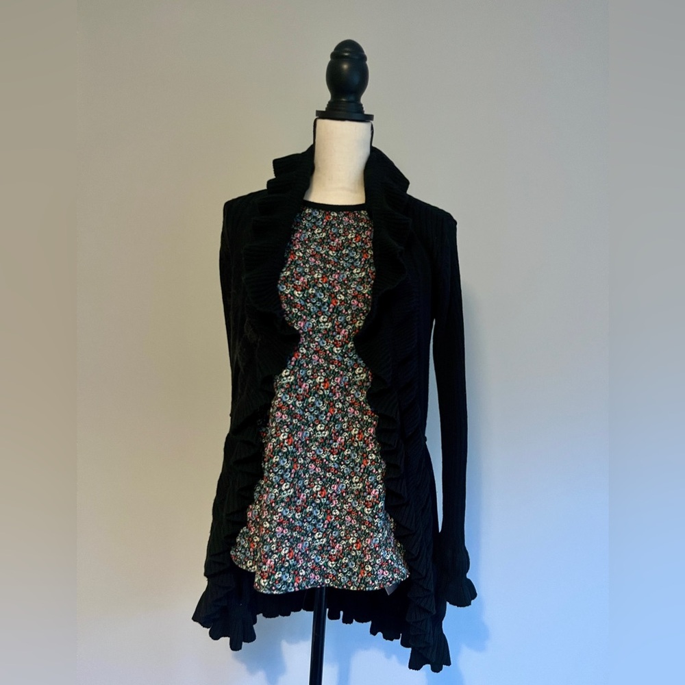 Hanna Andersson Vintage Black Ruffled Cardigan